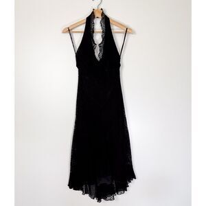 Vintage Betsey Johnson Y2K Black Lace High-Low Dress Sz P/XS Whimsygith Witchy